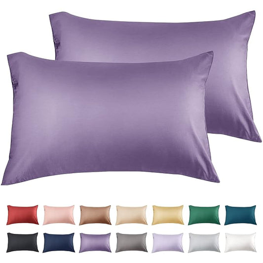 Warmstar Cotton Pillow Cases Queen Size Set of 2, 600 Thread Count Pillowcases 20x30 Inches, Soft Long Staple Cotton Pillowcases Breathable with Envelope Closure,Plum