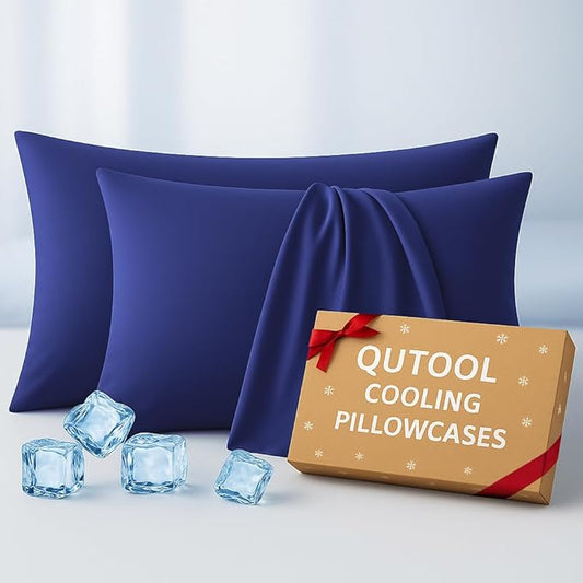 Premium Cooling Pillowcases Standard Size Set of 2 for Hot Sleeper&Night Sweats Beauty Sleep Reduce Wrinkles&Frizz Softer Than Silk PillowCover Oeko-TEX Certified RoyalBlue Breathable