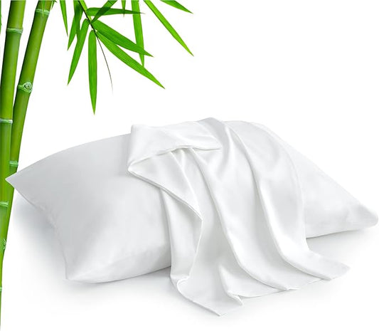 BEDELITE White Pillow Cases Queen Size Set of 2, Rayon Derived from Bamboo，Cooling Pillow Cases for Hot Sleepers & Night Sweats, Breathable and Silky Soft Envelope Pillowcases, 20"x30"