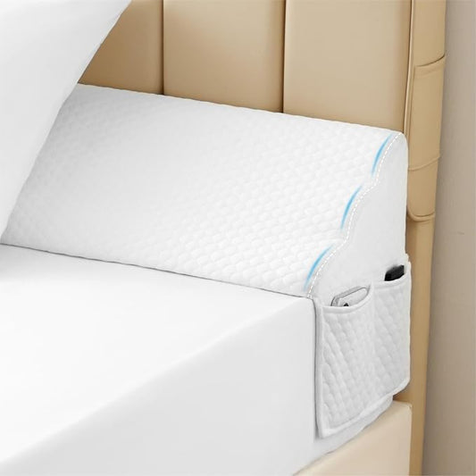 MEGCXIT Queen Bed Wedge Pillow for Headboard, 60"x10"x6", Bed Gap Filler Queen, Headboard Pillow, Pillow Wedge for Headboard Gap, Anti-Slip Gap Pillow for Headboards, Air-Layer White