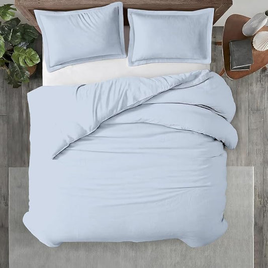 Kotton Culture 3 Pc 120"x120" Duvet Cover Set Super King Plus/Super Oversize King 100% Egyptian Cotton - 600 TC Comforter Cover, Zipper Closure & Corner Ties - Fits Only Extra Large Inserts -Sky Blue