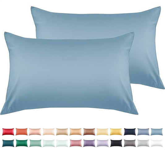 Warmstar Cotton Pillow Cases King Size Set of 2, 600 Thread Count Pillowcases 20x36 Inches, Soft Long Staple Cotton Pillowcases Breathable with Envelope Closure,Placid Blue