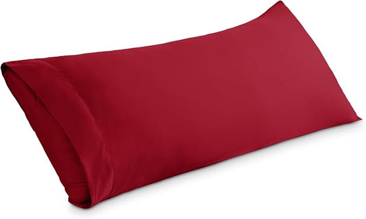 Bare Home Microfiber Body Pillow Cover - Ultra Soft & Cooling - Double Brushed - Pillowcase with Envelope Closure - Easy Care (20''x54'' Body Pillow Cover, Red)