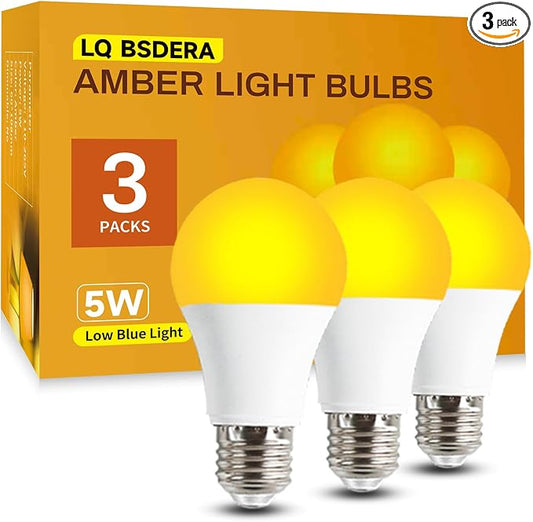 1800K Amber Light Bulbs for Sleep, 99.99% Blue Light Blocking Warm Light Bulbs, 5W Dim Amber Light for Mood Soothing, Baby Nursery, Bedroom, E26/E27 for Most Lamps, 3 Pack
