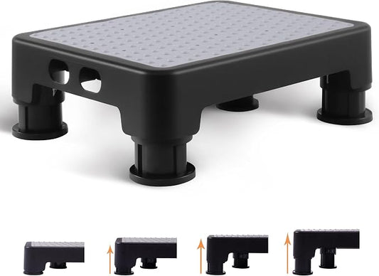 CHIKILLA Adjustable Step Stool for High Beds and Cars, 650lbs Heavy Duty Bed Step for Elderly, Non-Slip Mobility Platform for Bathtub, Kitchen, SUV, 4 Height Levels 3.4-5" Portable Stair Assist, Gray