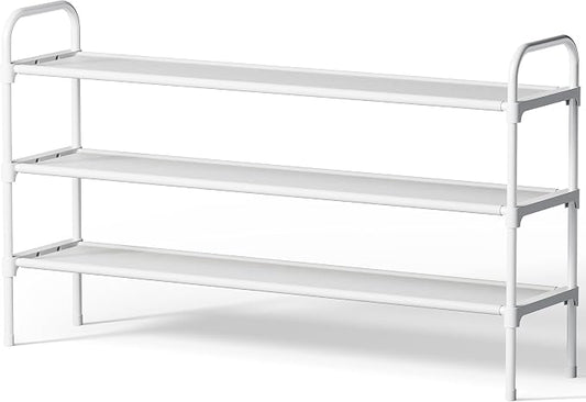 Kitsure Extra-Long Shoe Rack for Closet, Shoe Organizer for Front Door Entrance, Stackable Shoe Shelf, Detachable Closet Organizers and Storage, 39.0" Wide - 3 Tier, White