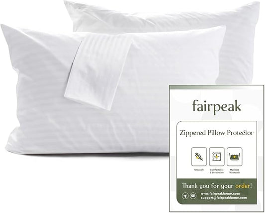 6 Pack Standard Size Pillow Protectors with Zipper, Oeko-TEX Certified Pillow Covers, Luxury Hotel Quality Pillow Cases, Soft Breathable, Machine Washable, 20 x 26