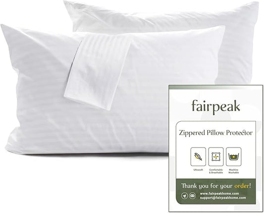 Pillow Covers Bed Pillow Protectors with Zipper, Pillow Cases, Luxury Hotel Quality, Breathable, Soft, Machine Washable, Queen Size, 20 x 30, 2 Pack