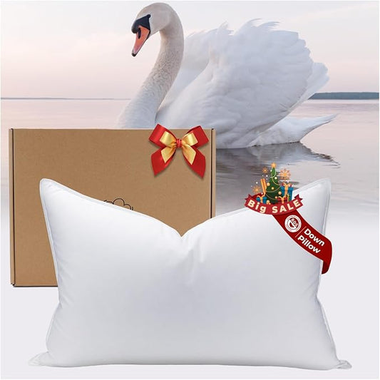 White Goose Down Pillow - Luxury Hotel Bed Pillow with Natural 900+ Fill Power, Natural Goose Feather Pillow for Sleeping, 600 Thread Count Cotton Shell, Standard Size- Medium, 1 Pack