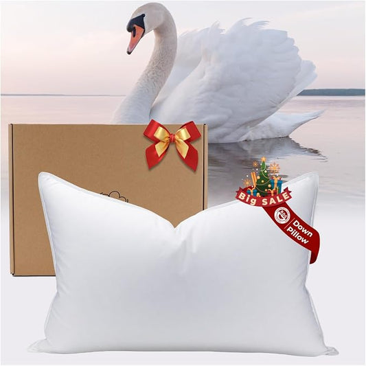 White Goose Down Pillow - Luxury Hotel Bed Pillow with Natural 900+ Fill Power, Natural Goose Feather Pillow for Sleeping, 600 Thread Count Cotton Shell, Queen Size- Medium, 1 Pack