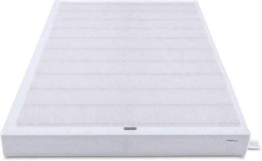 Amazon Basics Sturdy Smart Box Spring Bed Base, 5-Inch Height Mattress Foundation, Strong Support for All Mattress Types, Tool-Free Easy Assembly, Twin, 74" x 38" x 5", White