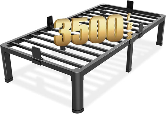 Yitong Angel 14 inch Twin XL Bed Frame with Round Corner Legs Mattress Slide Stopper,3500 lbs Heavy Duty Metal Platform,No Box Spring Needed,Easy Assembly,Noise Free