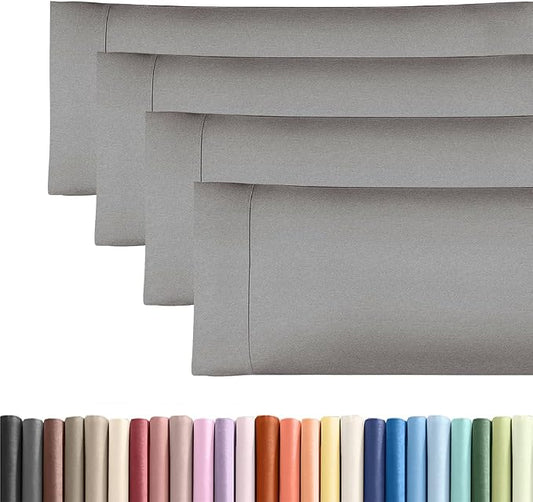 Body Pillowcases Set of 4-20x54 Long Body Pillow Case - Soft Body Pillow Cover for Sleeping & Side Sleepers - Comfy Breathable & Fade Free - Machine Washable w/Envelope Enclosure - (Heathered Grey)