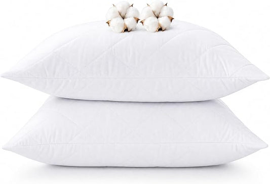 CoolShields Premium 100% Cotton Waterproof Pillow Protectors with Zipper, Breathable & Noiseless, Hypoallergenic Soft Skin-Friendly Surface for All-Night Comfort, Queen Size - 20”x30” (2 Pack)