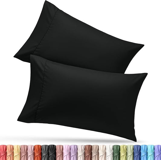 Utopia Bedding Standard Pillow Cases - 2 Pack - Envelope Closure - Soft Brushed Microfiber Fabric - Shrinkage and Fade Resistant Pillow Covers Standard Size 20 X 26 Inches (Standard, Black)