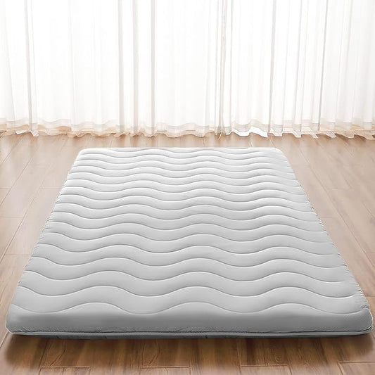 Japanese Floor Mattress, 100% High Density Comfortable Foam, 3.5" Thicken Grey Foldable Mattress Tatami Mat Sleeping Pad, Ideal for Comfort and Support, Kids Floor Lounger Pillow Bed Sofa (Queen）