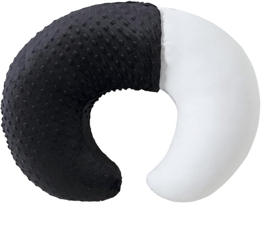 Baby Nursing Pillow and Body Positioner with Premium Slipcover for Breastfeeding for Baby Boys and Girls, Feeding Pillow with Breathable Comfortable Pillowcase (Black)