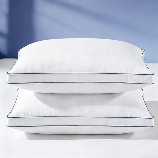 Luxury Goose Feather Down Pillows Queen Size Set of 2,Premium 3-Chamber Bed Pillows for Deep Sleep,900+ Fill Power,400 Count Cotton Shell,Hotel Quality Pillow for Side, Back Sleepers,20" x 28"