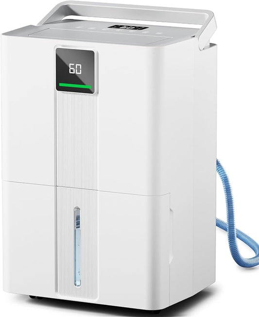 MEPTY Dehumidifier for Basement & Home with Drain Hose,Smart Humidity Control,24H Timer & Child Lock,3-Color Humidity Display Ideal for Bedroom,Bathroom