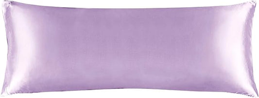 BEDELITE Satin Body Pillow Cover, Super Soft and Cooling Body Pillow Pillowcase for Hair and Skin, Breathable Silky Full Long Pillowcase Cover(20"x54", Lavender)