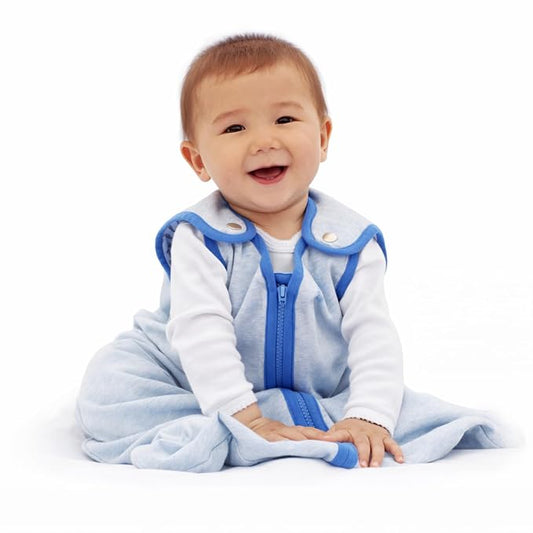 Baby Deedee Sleep Nest Lite - Baby Sleep Sack 0.6 TOG 18-36 Months, Sleeping Bag with Soft Cotton & Patented Shoulder Snaps, Toddler Wearable Blanket for Boys & Girls, Heather Blue