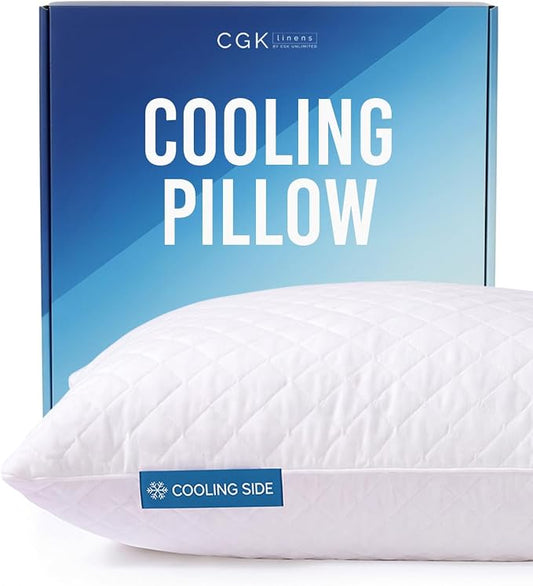 Cooling Pillow Standard Size Pack of 1 - Breathable Cooling Bed Pillows for Hot Sleepers - Adjustable Shredded Memory Foam - Soft or Firm, Supportive for Side, Back & Stomach Sleepers - Washable Cover