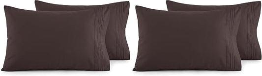 Elegant Comfort Luxury Ultra-Soft 2-Piece Pillowcase Set 1500 Thread Count Egyptian Quality Microfiber Double Brushed-Wrinkle Resistant,Chocolate Brown (Pack of 2)
