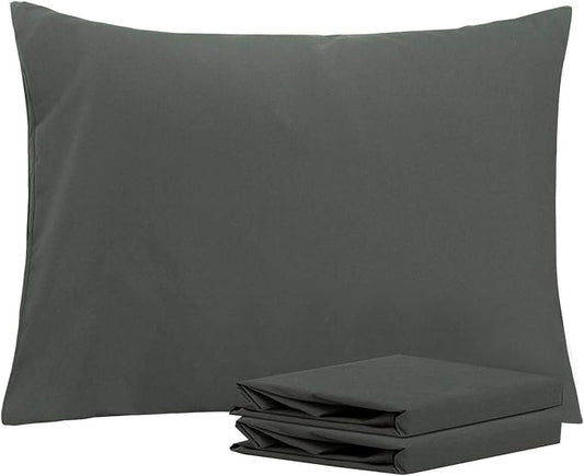 NTBAY Standard Pillowcase Set - 2 Pack Brushed Microfiber 20x26 Pillowcases - Soft, Wrinkle-Free, Fade-Resistant, Stain-Resistant, Dark Grey Pillowcases with Envelope Closure - 20x26 Inches, Dark Grey
