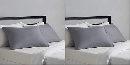 Amazon Basics Standard Pillowcases Set of 2 - Lightweight, Super Soft Easy Care Microfiber, Dark Gray, 30" L x 20" W, Pillows Not Included (Pack of 2)