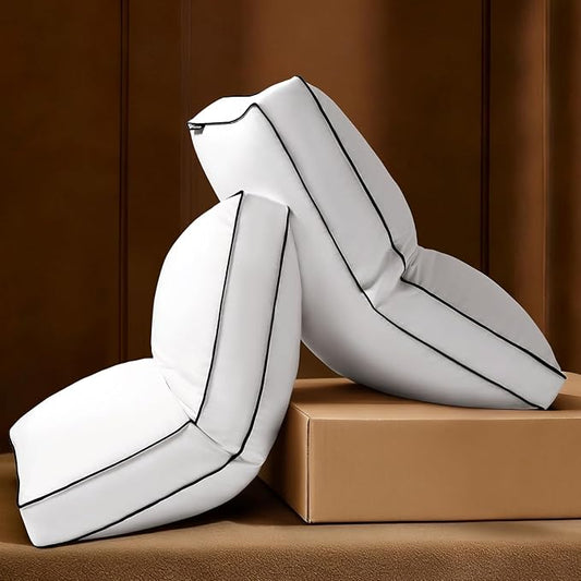Soft Thin Goose Feather Down Pillow King Size Set of 2, Flat Down Surrounded Hotel Collection Bed Pillows for Sleeping with Gusset, 2 Pack, Plush for Stomach, Back Sleepers 20x36 in.