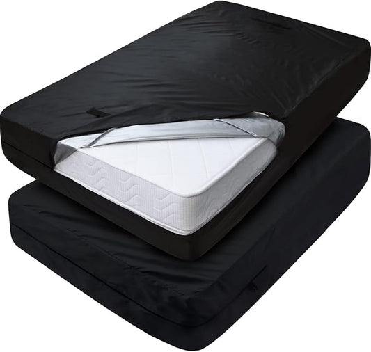 Mattress Bags for Moving Twin 2 Pack, Mattress Storage Bag Waterproof with Strong Handles & Double Zippers, Reusable Mattress Protector, Black