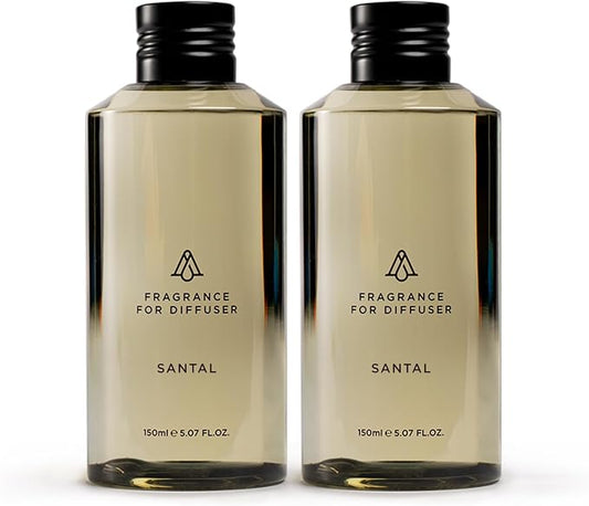 AromaPlan Hotel Scents Santal 2-Pack (5.07Fl Oz/150ml Each) Luxury Aroma & Hotel Fragrance Diffuser Oil- Hotel Diffuser Oil for Aromatherapy- USA Made, Bigger Bottle, Bolder Aroma & Longer Lasting