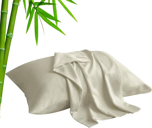 BEDELITE Standard Pillow Cases Set of 2, Rayon Derived from Bamboo, Cooling Pillow Cases for Hot Sleepers & Night Sweats, Breathable Silky Soft Envelope Pillowcases(Linen, 20"x26")