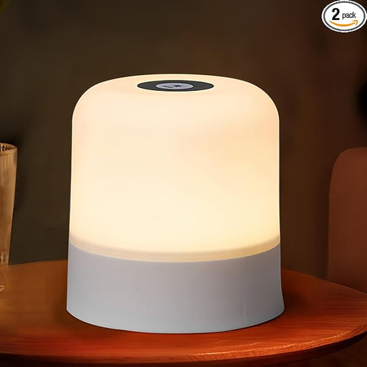Portable Baby Night Light, 3 Color Egg Lights for Nursery, 2400mAh, Small Rechargeable LED Lamp, Dimmable Touch Nightlight for Newborn, Toddler, Kids, Adults 2 Pack