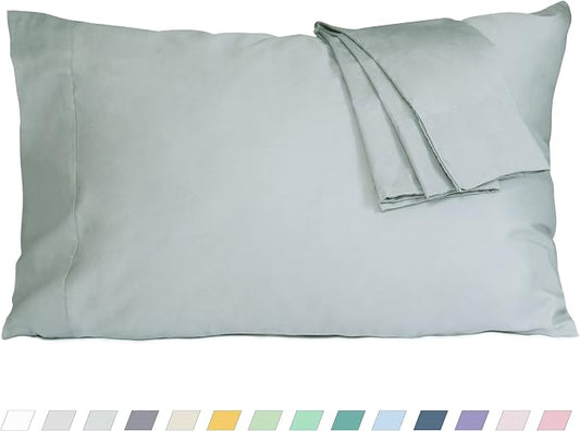 Pillow Cases, Standard Queen Size Cotton Percale Weave Pillowcases, Pre-Shrunk Breathable and Hypoallergenic Pillowcases, Set of 2 (2 Piece Standard/Queen 20 Inch x 30 Inch, Storm Gray)