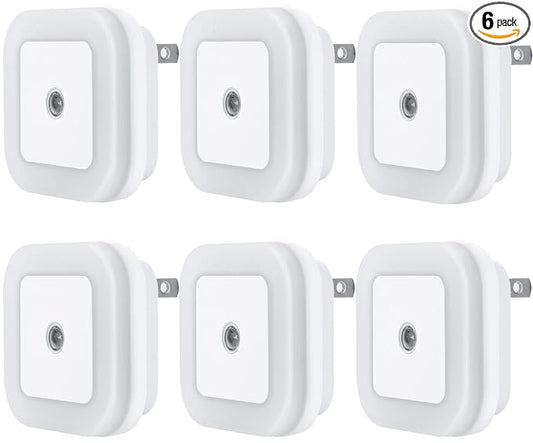 Uigos LED Night Light Lamp with Smart Sensor Dusk to Dawn Sensor, Daylight White, 0.5W Plug-in, 6-Pack