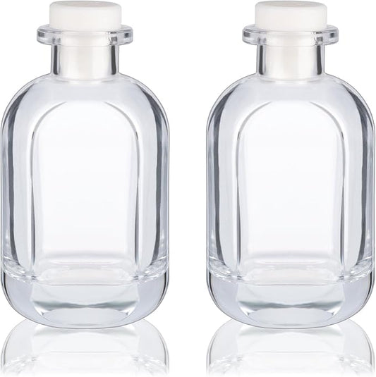 Glass Diffuser Bottles 2 Pack 5oz/150ml Reed Diffuser Sticks Refillable Aromatherapy Storage Container (Clear)