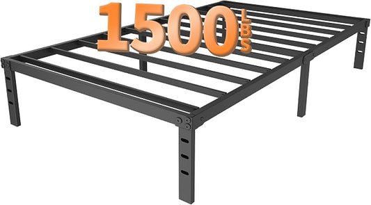 18 Inch Twin Size Metal Bed Frame, Heavy Duty Mattress Foundation with Storage Space, Sturdy Steel Slats, Easy Assembly, No Box Spring Needed, Black