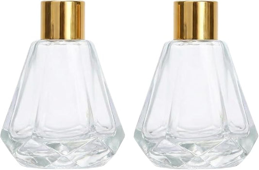 2PCS 60ml/2oz Empty Refillable Clear Glass Diffuser Bottle Diffuser Jars Aromatherapy Storage Container Fragrance Accessories Use for DIY Replacement Diffuser Sticks Decor