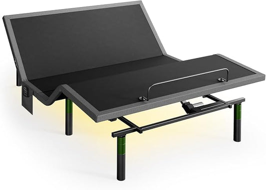 Marsail Queen Adjustable Bed Base Frame, 4 Ports USB A&C Adjustable Bed Base with Under-Bed Nightlight, 3 Minutes Fast Assembly, Wireless Remote Control Adjustable Bed with 4 Height Options