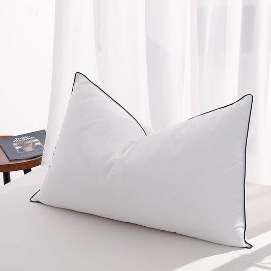 Flat Feather Down Pillows Pillows for Sleeping King Size Set of 1, Thin Hotel Pillow 1 Pack with Airyfil™ Fillings, Soft Bed Pillow for Stomach, Back Sleepers, Soft, 20×36 in.