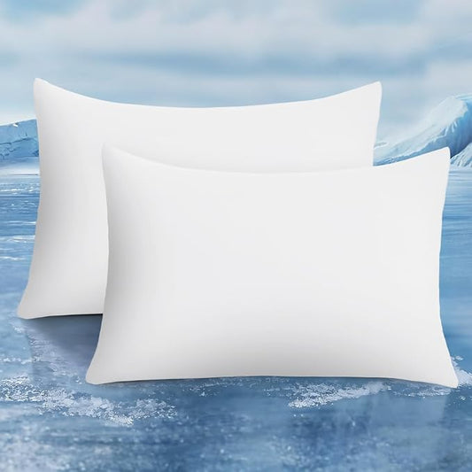 LUXEAR Cooling Pillow Cases, 2 Pack Stretch Arc-Chill Q-max >0.5 Double-Sided Cool Pillowcases King Size, Protecting Hair & Skin, Gifts for Women & Men, Hot Sleeper, Night Sweats - White