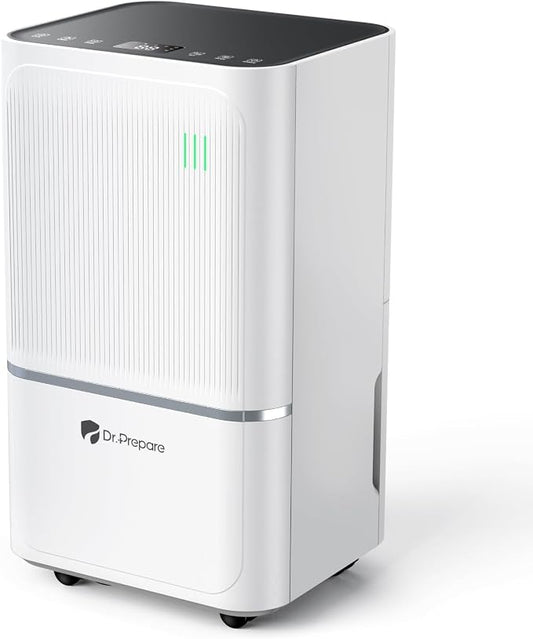 DR.PREPARE 2500-2600 Sq.Ft Dehumidifier for Home with Drain Hose, 38 Pints/Day Dehumidifier for Basement, Bedroom, Bathroom, Dry Clothes, Intelligent Humidistat, 3 Modes, 24H Timer, 0.53 Gal Bucket