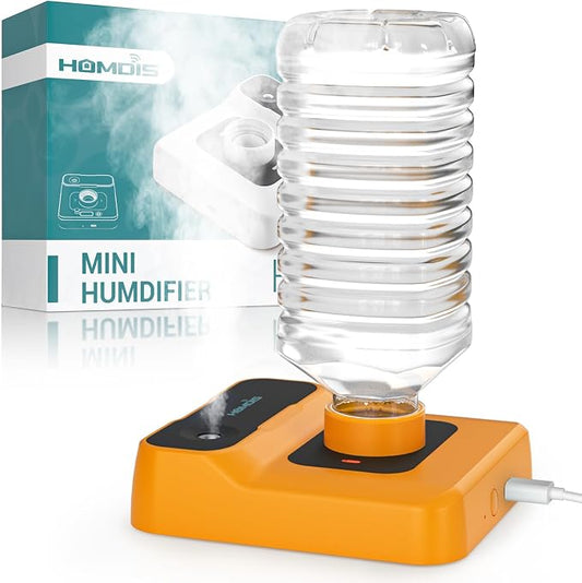 Portable Humidifiers for Travel, Small Mini Humidifier with Auto Shut-Off, Nightlight and Storage Bag for Hotel, Bedroom or Office, Plant Humidifier Indoor, Orange