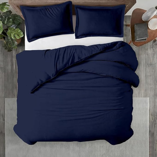 Kotton Culture 1 Pc 120"x120" Duvet Cover Super King Plus/Super Oversize King Size 100% Egyptian Cotton - 600 TC Comforter Cover, Zipper Closure & Corner Ties -Fits Only Extra Large Inserts -Navy Blue