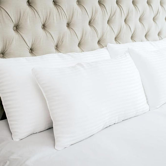 Houseify Tuck Me in Pillow Co. Down Alternative Pillows - Queen Sized Hypoallergenic Pillows, Set of 2 - Premium, Breathable Pillow for Side Sleepers and Back Sleepers