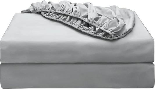 2-Pack Pure Cotton Fitted Sheet King Size, 600 Thread Count 16" Deep Pocket Egyptian Cotton Fitted Sheet (2pcs, King, Gray)