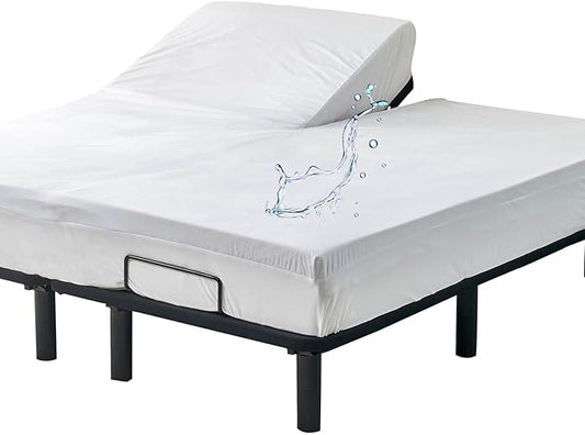 28-30" Split Top Cal King Mattress Protector for Adjustable Bed with Upper Flex Head Waterproof Ultra Soft Fitted Mattress Cover