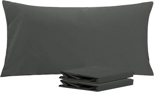 NTBAY King Pillowcase Set - 2 Pack Brushed Microfiber 20x40 Pillowcases - Soft, Wrinkle-Free, Fade-Resistant, Stain-Resistant, Dark Grey Pillowcases with Envelope Closure - 20x40 Inches, Dark Grey