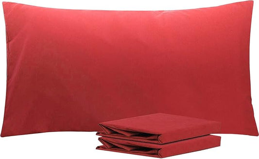NTBAY King Pillowcase Set - 2 Pack Brushed Microfiber 20x36 Pillowcases - Soft, Wrinkle-Free, Fade-Resistant, Stain-Resistant, Wine Red Pillowcases with Envelope Closure - 20x36 Inches, Wine Red